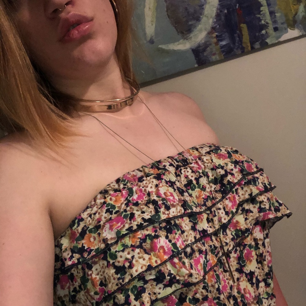Floral strapless romper